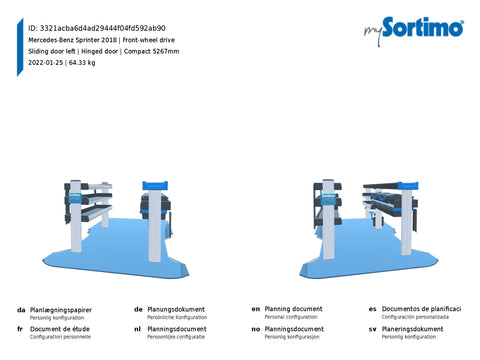 SORTIMO SR5 Xpress - Deluxe Van Racking System - Mercedes-Benz Sprinter 2018 SWB - Compact 5267mm